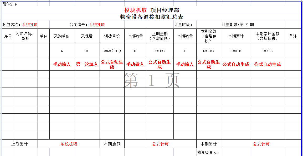 材料调拨扣款